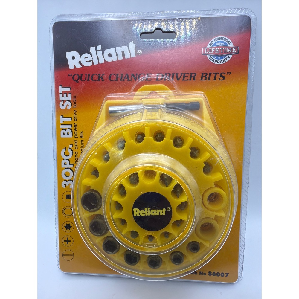Reliant 30pc Quick Change Driver Bit Set Chrome Vanadium 86007 Yellow Case NEW